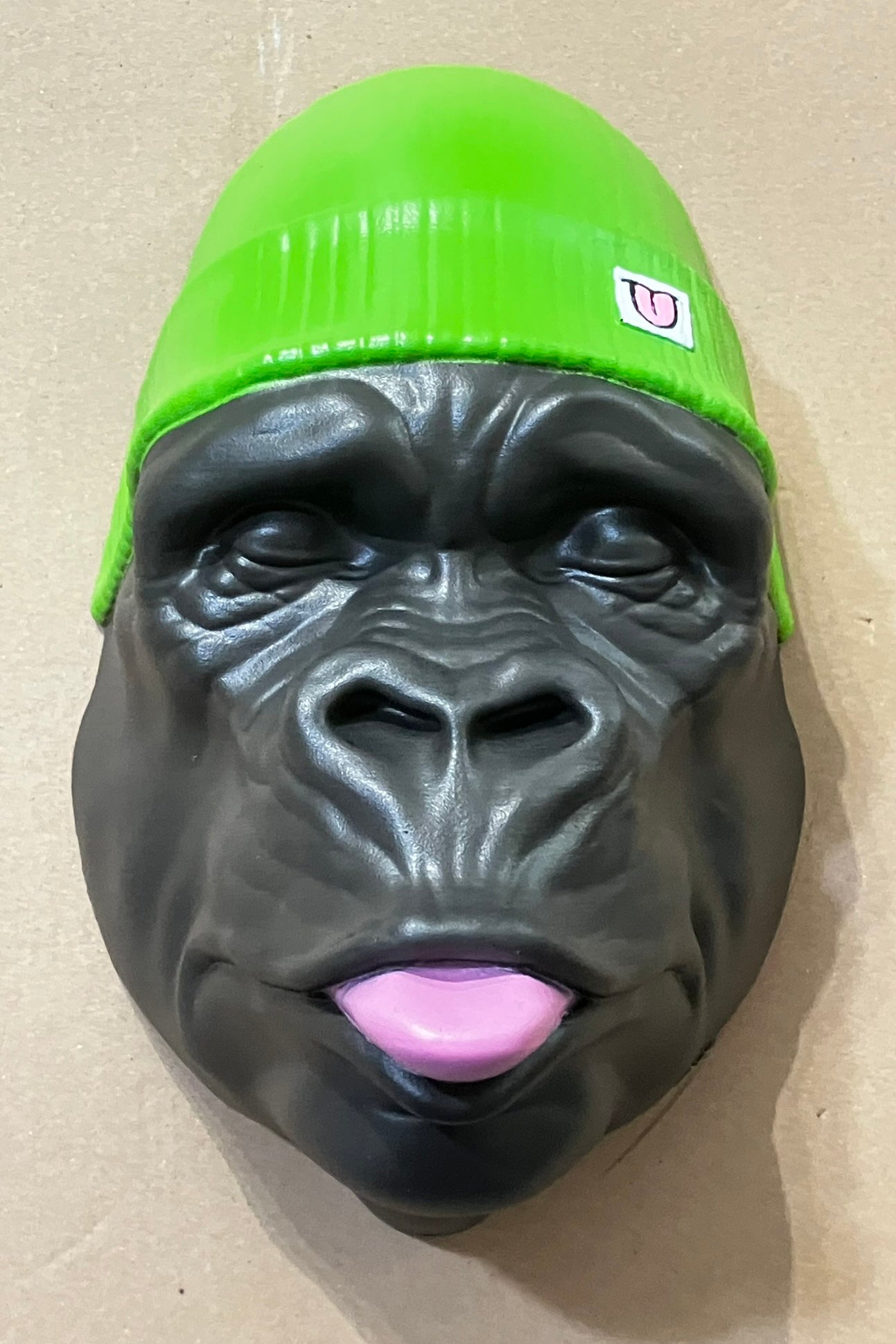 Gorilla Head with Green Beanie Hat