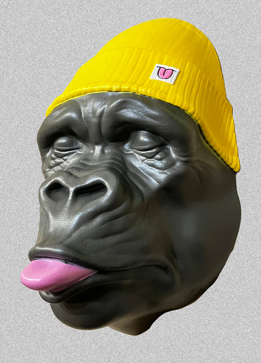 Gorilla Head with Yellow Beanie Hat