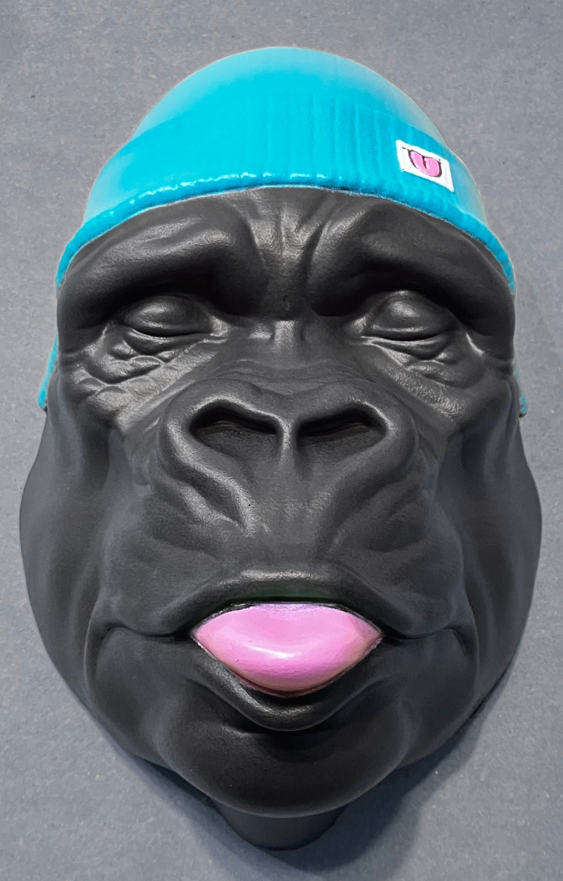 Gorilla Head with Blue Beanie Hat