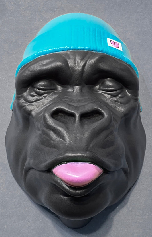 Gorilla Head with Blue Beanie Hat