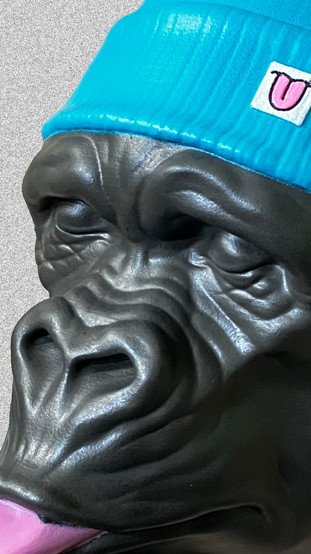 Gorilla Head with Blue Beanie Hat